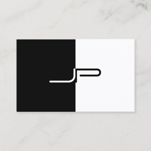 Black And White Monogram Initial Elegant Modern Business Card (Front)