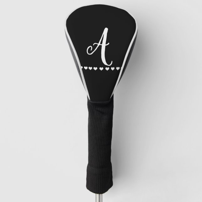 Black and White Monogram Initial  Golf Head Cover (Front)
