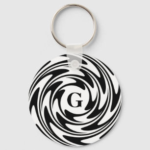 Black and White Monogram Key Ring