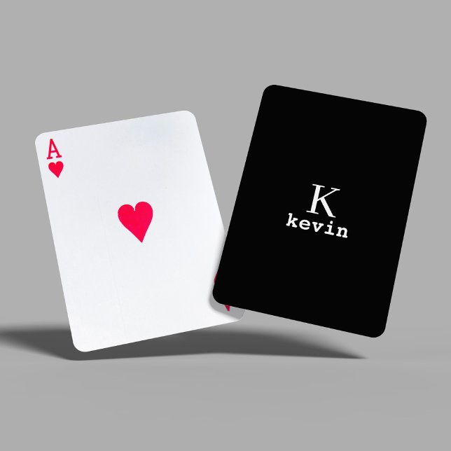 Black and white monogram name personalised playing cards (Creator Uploaded)