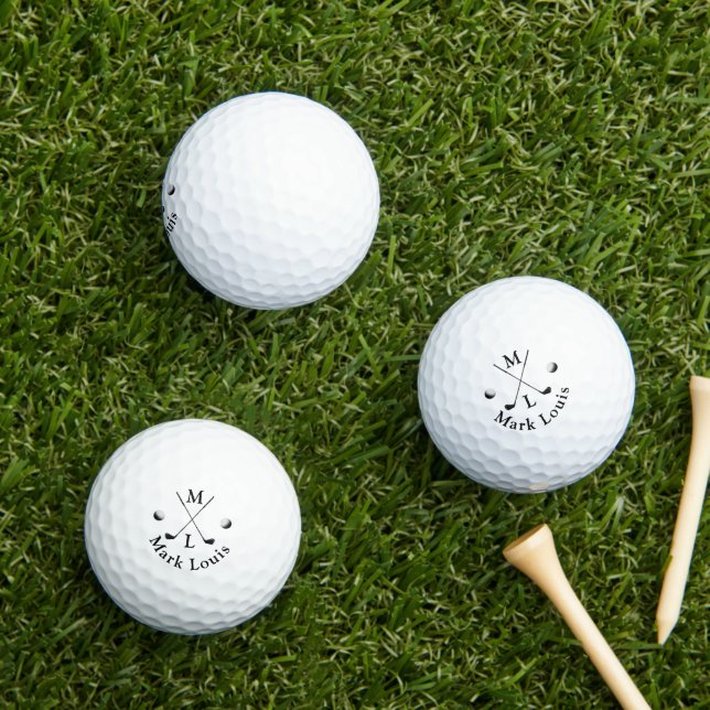 Black and White Monogram . personalised logo Golf Balls (Insitu Grass)