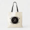 Black and White Monogram Personalised Tote Bags