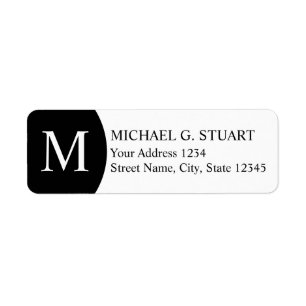 Black and White Monogram Return Address Label