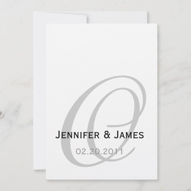 Black and White Monogram Wedding Invitation (Front)