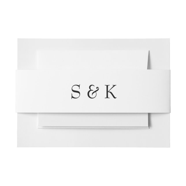 Black and White Monogram Wedding Invitation Belly Band (Front Example)
