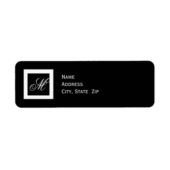 Black and White Monogram Wedding Return Address Label