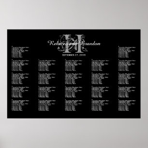 Black and White Monogram Wedding Seating Chart