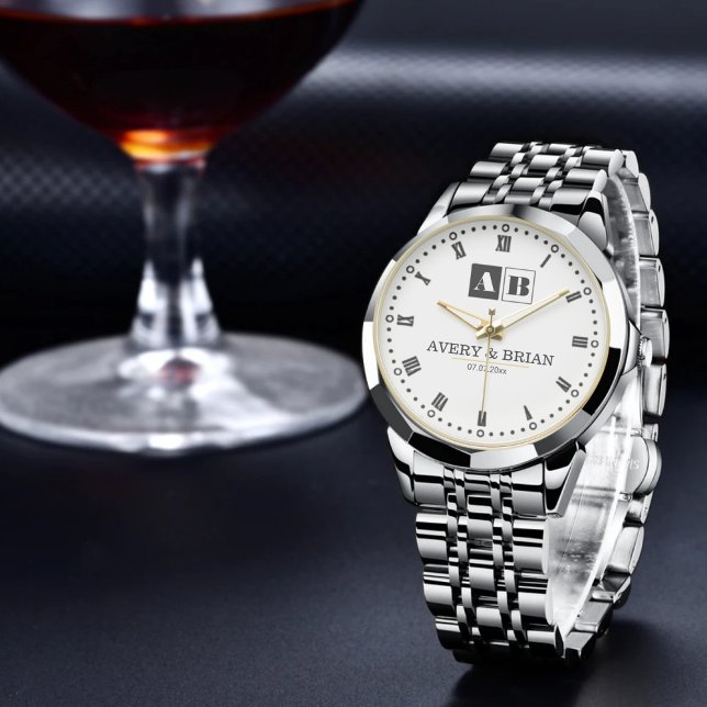 Black and White Monogram Wedding  Watch (Creator Uploaded)