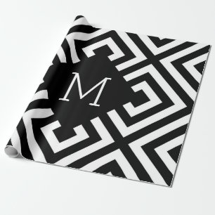 Black and White Monogram Wrapping Paper