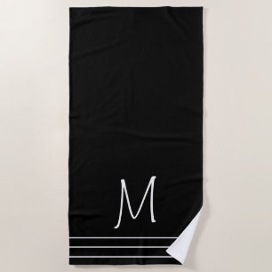 Black and White Monogrammed Beach Towel
