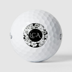 Black and White Monogrammed Ladies Golf Balls