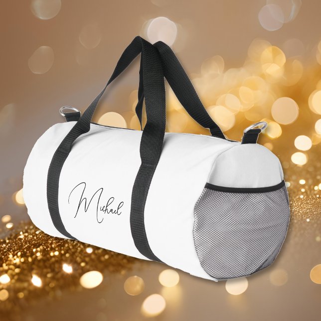 Black and White Monogrammed Name Gym Sports Travel Duffle Bag (Black and White Monogrammed Name Gym Sports Travel Duffle Bag)
