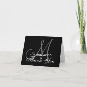 Black and White Monogrammed Thank You Card
