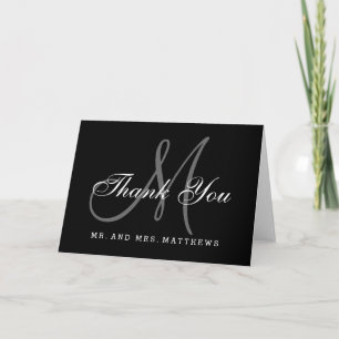 Black and White Monogrammed Thank You Card