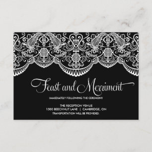 Black and White Moroccan Lace Reception Card