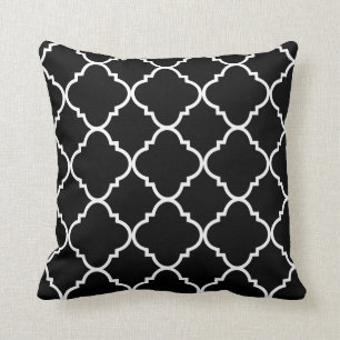 Black and white Moroccan Throw Pillow