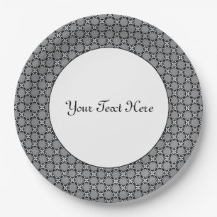 Black and White Mosaic Paper Plate