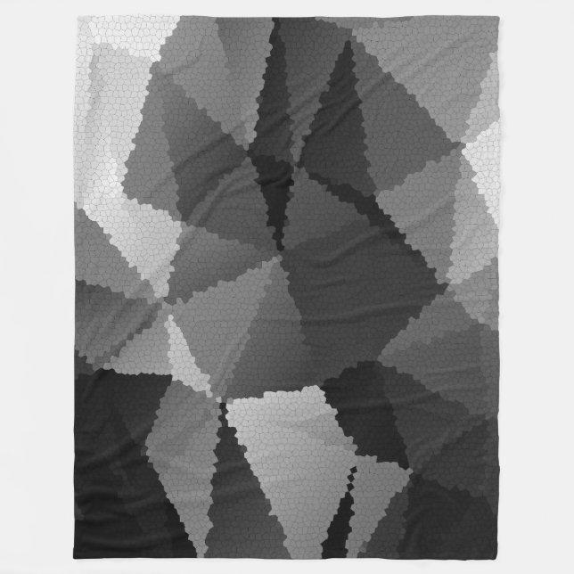 Black and white mosaic pattern fleece blanket (Front)