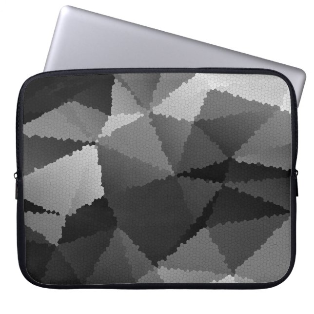 Black and white mosaic pattern laptop sleeve (Front)