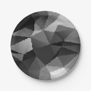 Black and white mosaic pattern paper plate