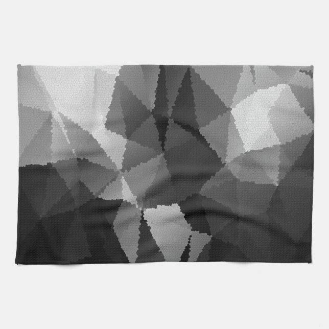 Black and white mosaic pattern tea towel (Horizontal)