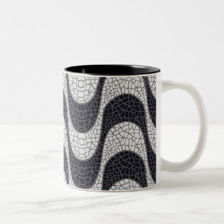 Black and white mosaic wave mug