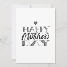 Black and White Mother's Day Lettering & Heart