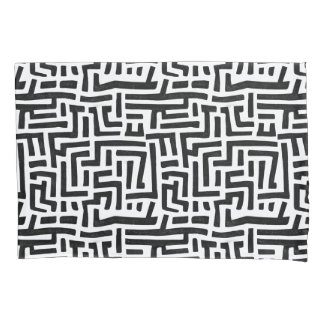 Black And White Motif | Geometric Maze Pattern Pillowcase