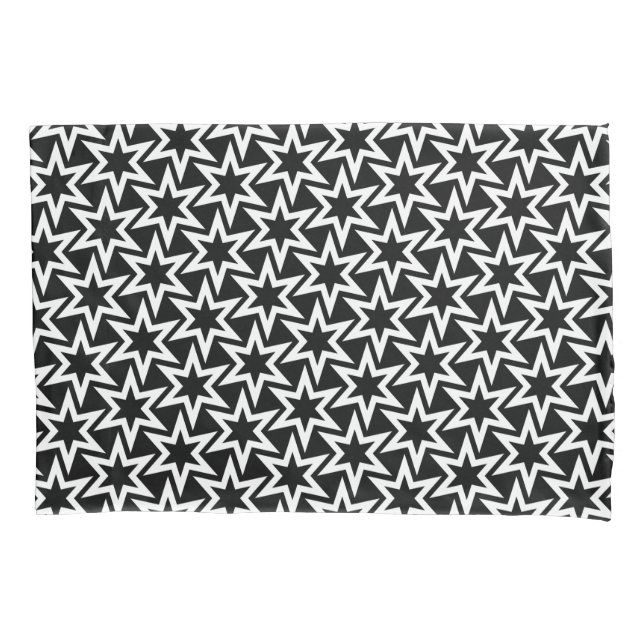 Black And White Motif | Geometric Star Pattern Pillowcase (Front)