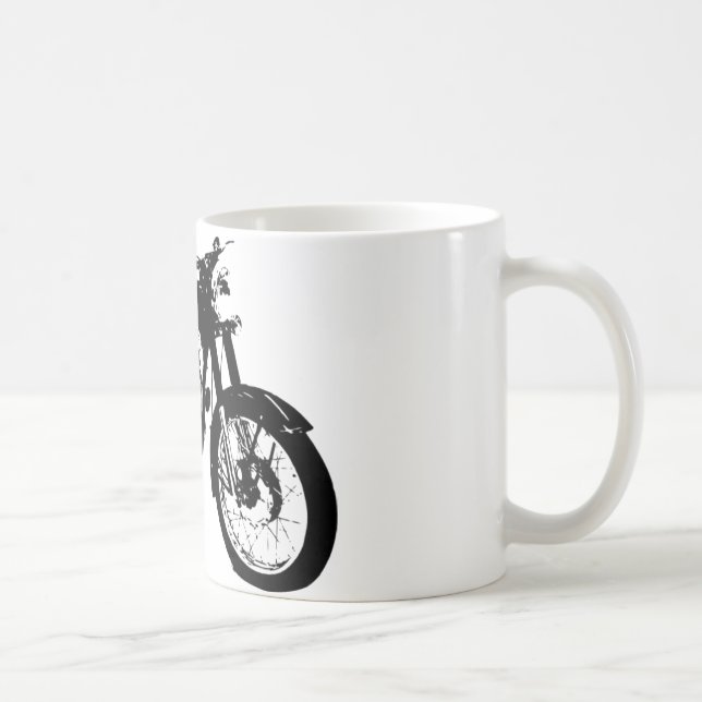 Black and White Motorcycle Drawing Coffee Mug (Right)