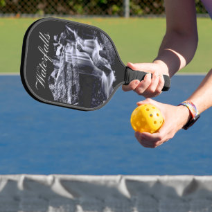 Black and White Mountain Waterfall Pickleball Paddle