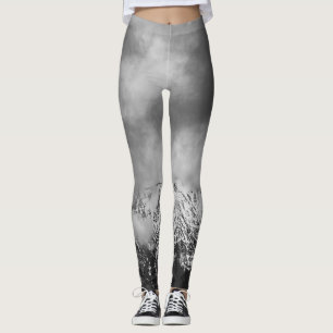 Black and white mountains in clouds leggings