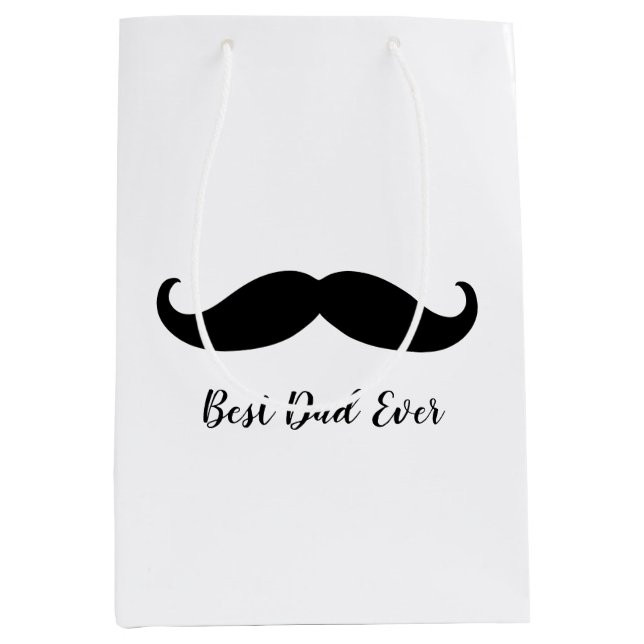 Black and White Moustache Medium Gift Bag (Front)