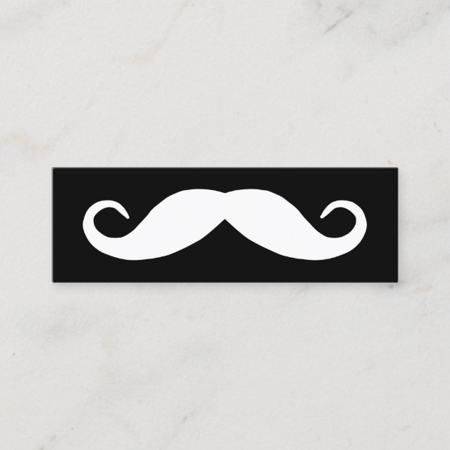 Black and White Moustache Mini Business Card (Front)