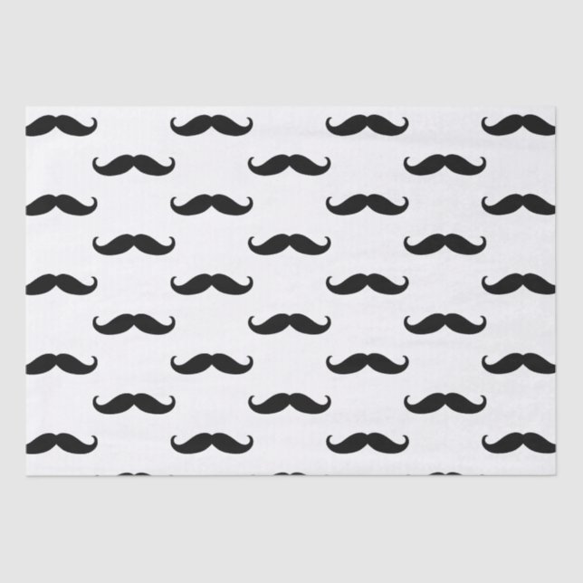 Black and White Moustaches Tissue Paper (Front)