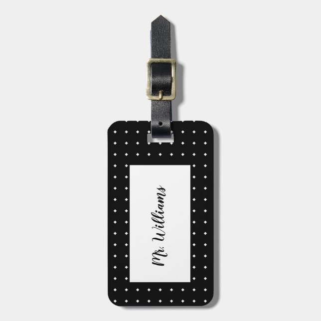 Black and White Mr. Luggage Tag (Front Vertical)