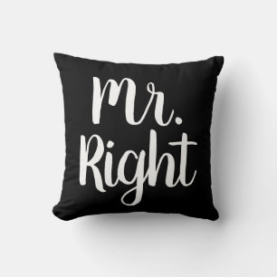Black and White Mr. Right Husband/Boyfriend Cushion