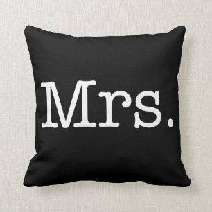 Black and White Mrs. Wedding Anniversary Quote Cushion