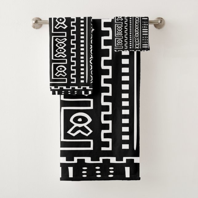 Black And White Mudcloth Towel Set (Insitu)