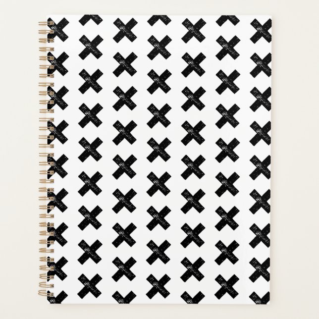 Black and White "Multiply" Math Symbol Lino Cut Planner (Front)