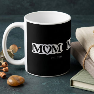 Black and White Mum Established Elegant Cute Heart Coffee Mug