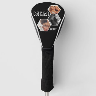 Black and White Mum Established Hexagon 3 photo Golf Head Cover