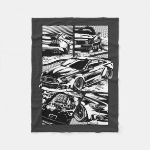 BLACK AND WHITE MUSCLE FURY FLEECE BLANKET