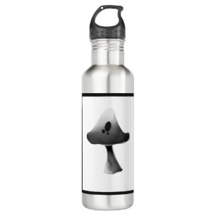 Black and White Mushroom Illustration Cartoon 710 Ml Water Bottle