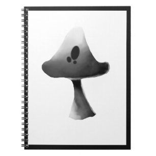 Black and White Mushroom Illustration Cartoon Notebook