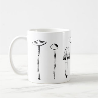 Black and white mushroom mug
