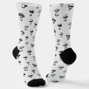 Black and White Mushrooms Socks