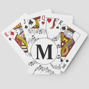 Black and White Music Note Monogram  Playing Cards