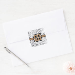 Black and white Music note Musician Monogram Square Sticker