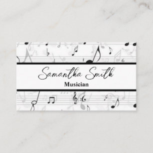 Black and White Music note Musician Music Teacher Business Card